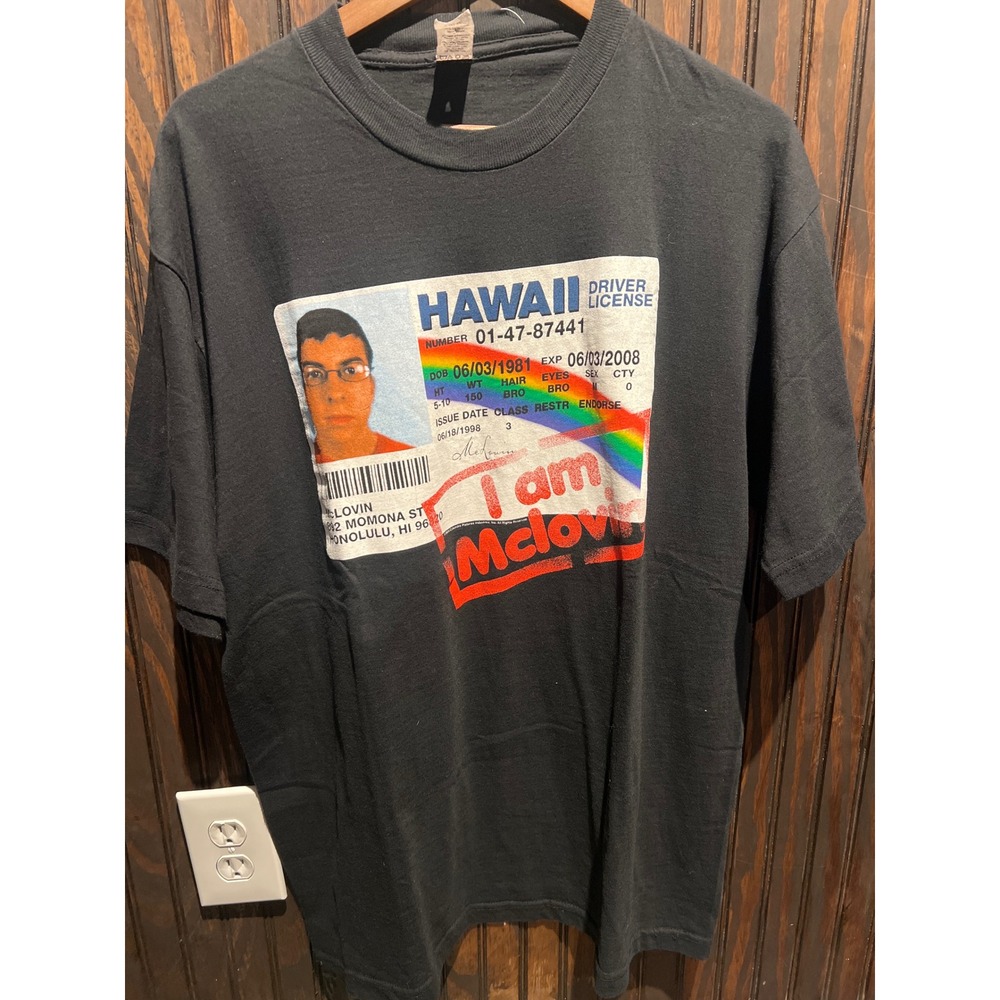 Superbad McLovin Hawaii Driver License Graphic T-Shirt Black XL Movie Tee